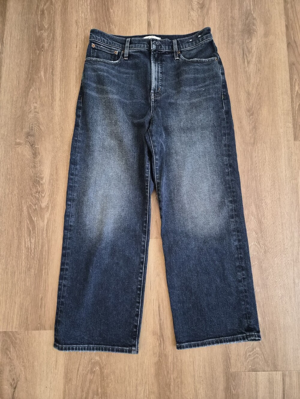 Madewell Dark Wash Wide-Leg Crop Jeans 30